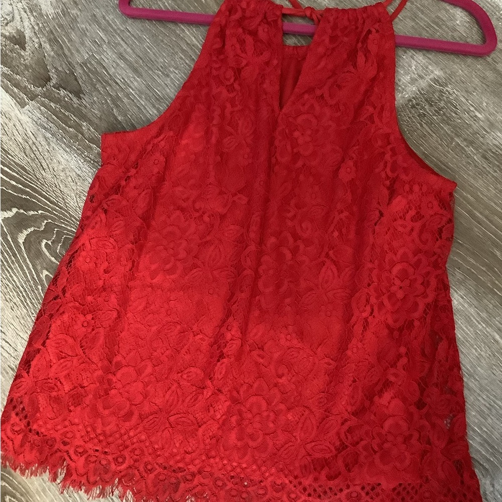 No Boundaries Vibrant Red Lace Halter Top